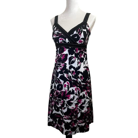 Y2K Floral Sundress Size S | Black White Pink | Fit and Flare | By Kim Rogers - Picture 8 of 15